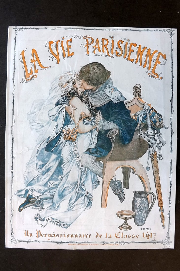 La Vie Parisienne 1917 Art Deco Print. Un Permissionnaire de la Classe 1417 by herouard (1 of 1)