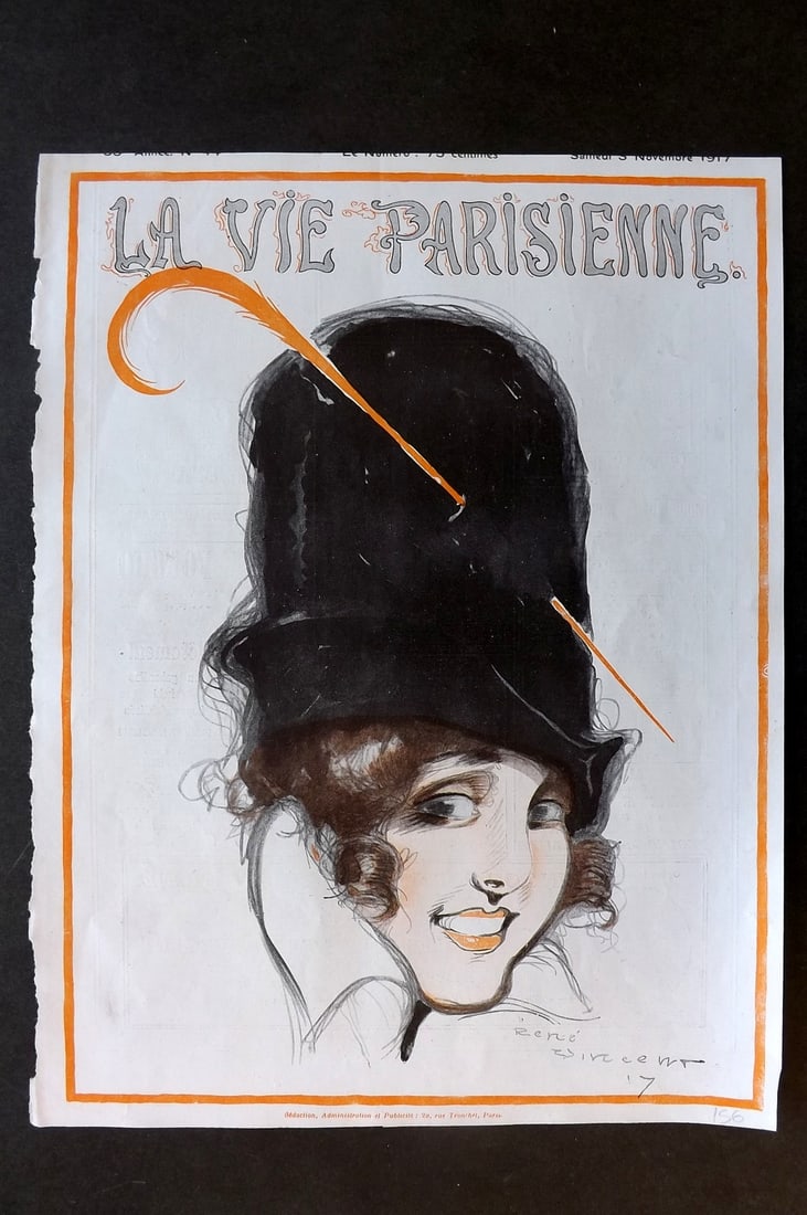 La Vie Parisienne 1917 Art Deco Print. Lady with Hat by Rene Vincent (1 of 1)