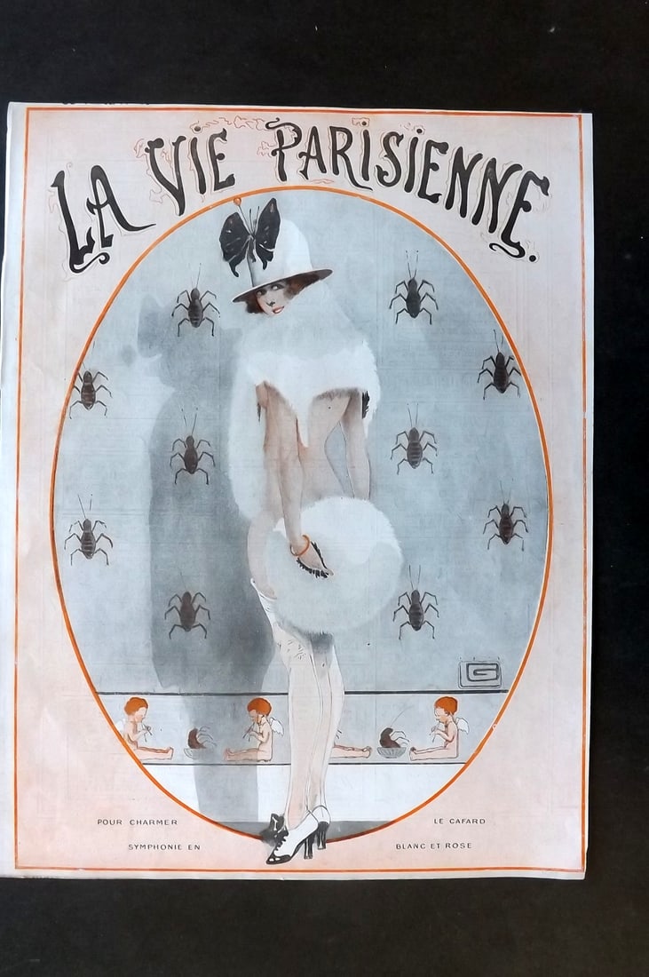 La Vie Parisienne 1917 Art Deco Print. Symphonie en Blanc et Rose by Leonnec (1 of 1)