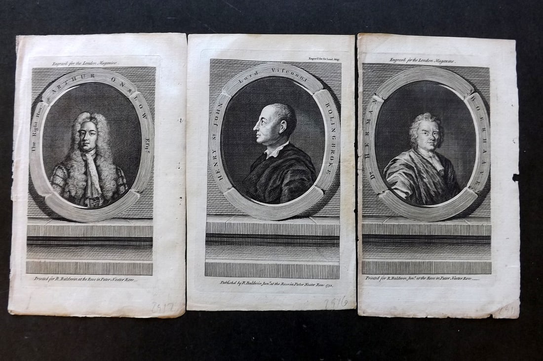 London Mag 1752 Lot of 3 Portrait Prints (1 of 1)