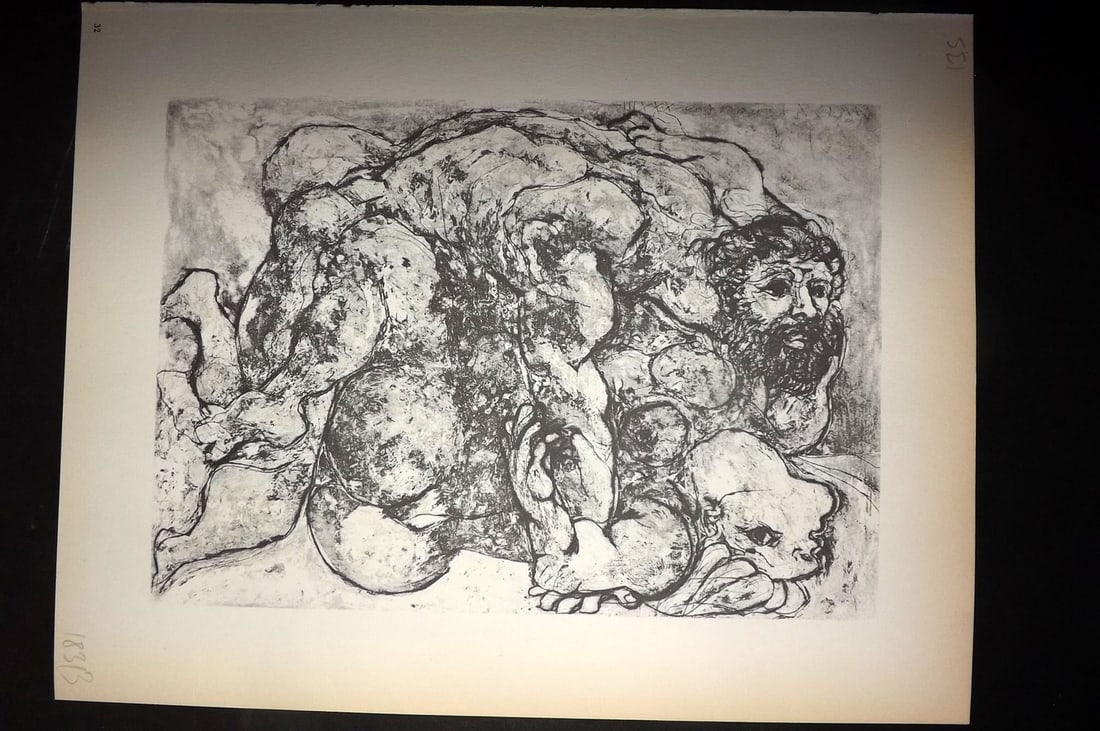 Picasso Vollard Suite 1956 Print. Embrace 32: Vintage Photogravure Published 1956, London for "Picasso's Vollard Suite" First English Edition of 100 Etchings created by Picasso between 1930-37. Printed on Good Quality Paper in Germany. Paper Size