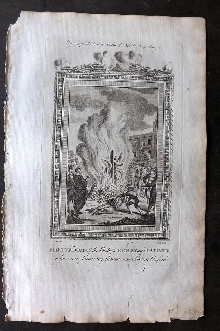Southwell, Henry 1785 Folio Martyrs Print. Martyrdoms of Bishops Ridley & Latimer (1 of 1)