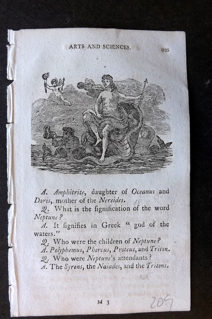 Turner, Richard 1814 Miniature Woodcut. Syren Mermaids (1 of 2)