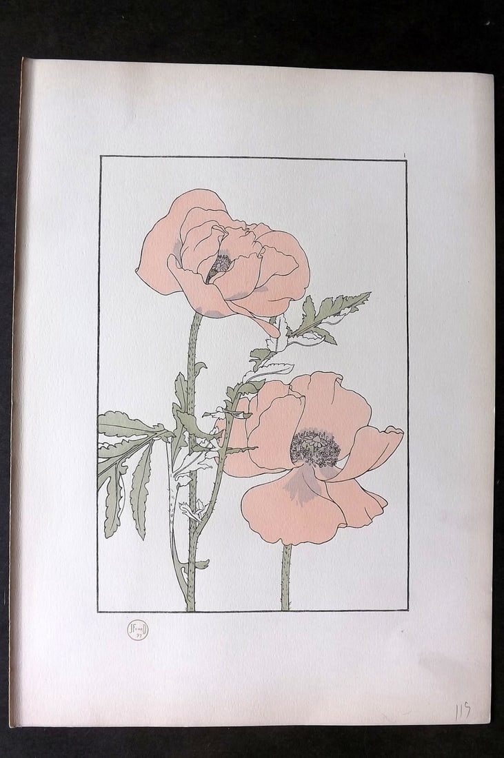 Foord, Jeannie 1901 Folio Art Nouveau Pochoir. Oriental Poppy 01 (1 of 1)