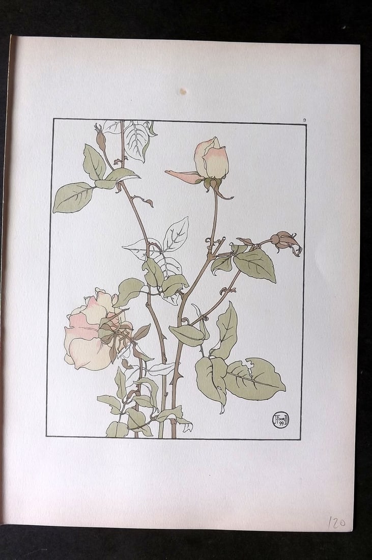 Foord, Jeannie 1901 Folio Art Nouveau Pochoir. Rose Safrano 09 (1 of 1)