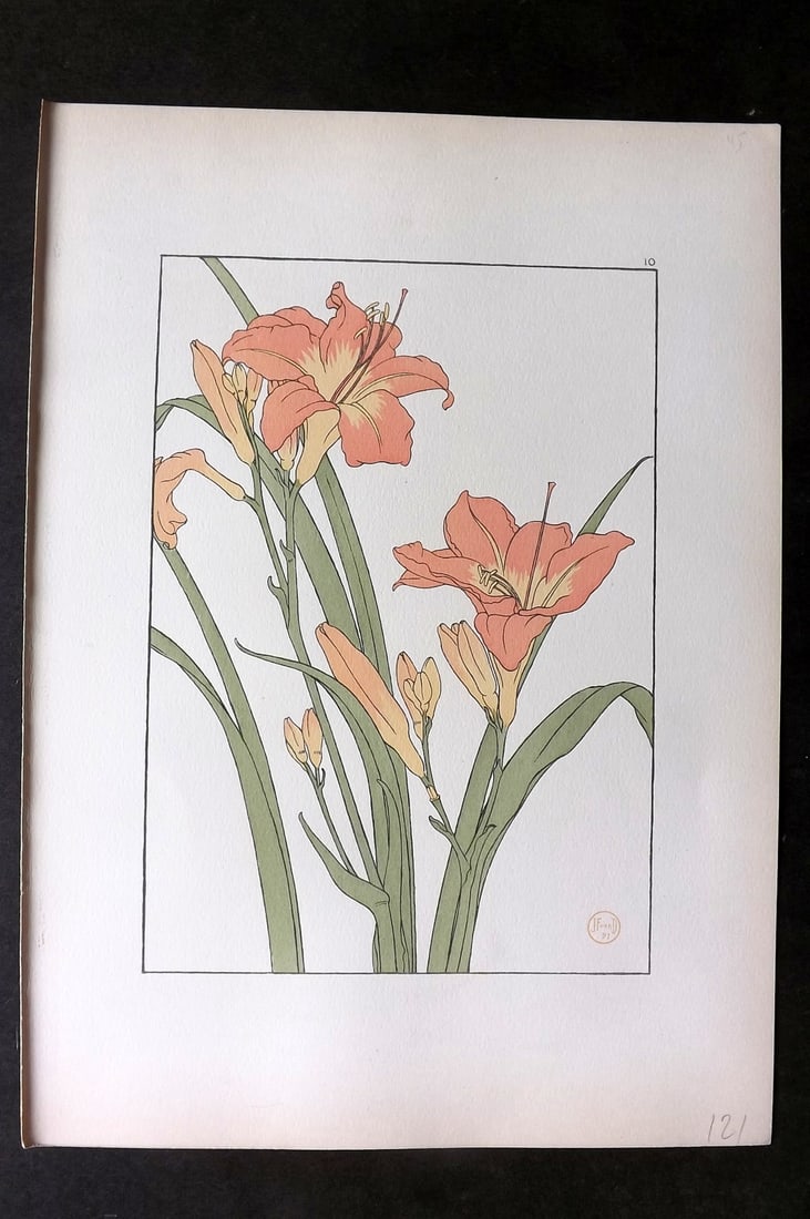 Foord, Jeannie 1901 Folio Art Nouveau Pochoir. Lily 10 (1 of 1)