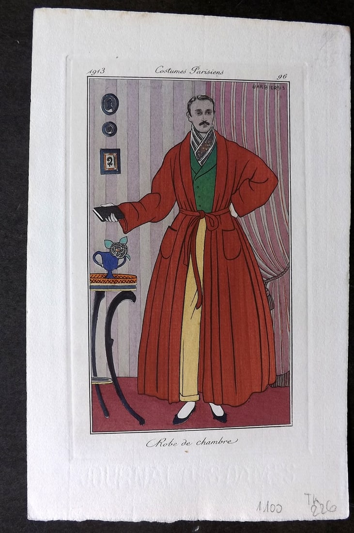 Costumes Parisiens 1913 HC Pochoir Fashion Print by Georges Barbier. Robe de Chambre (1 of 1)