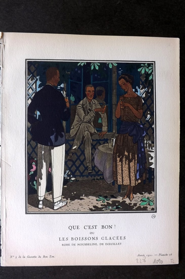 Gazette du Bon Ton by Gose 1921 Art Deco Pochoir. Que C'est Bon! (1 of 1)