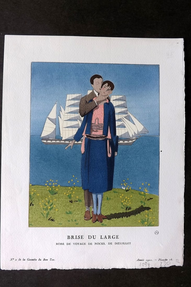 Gazette du Bon Ton by Gose 1921 Art Deco Pochoir. Brise du Large (1 of 1)