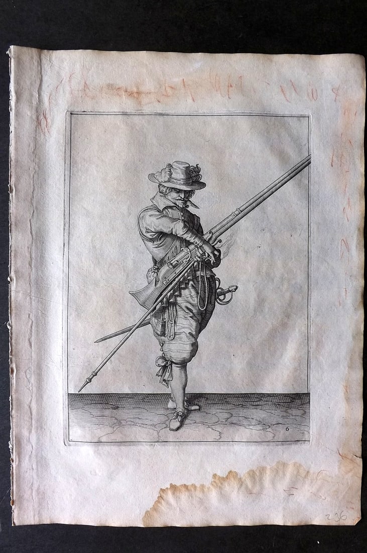 Gheyn, Jacob de 1608 Folio Military Print. Musketeer 06 (1 of 1)