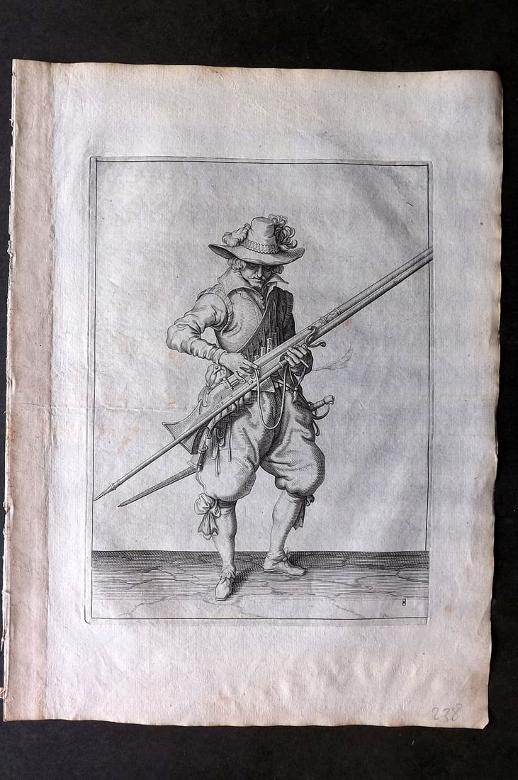 Gheyn, Jacob de 1608 Folio Military Print. Musketeer 08 (1 of 1)