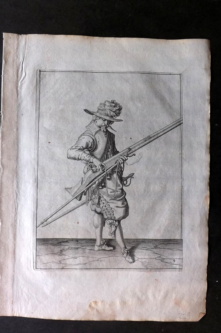 Gheyn, Jacob de 1608 Folio Military Print. Musketeer 09 (1 of 1)