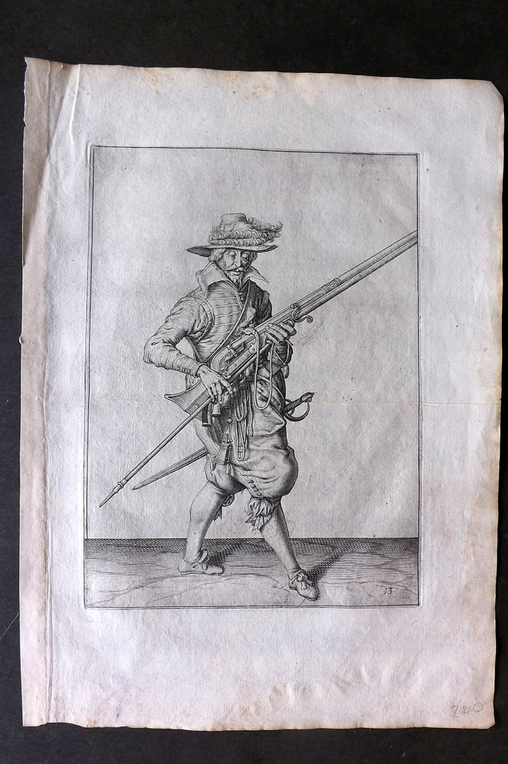 Gheyn, Jacob de 1608 Folio Military Print. Musketeer 13 (1 of 1)