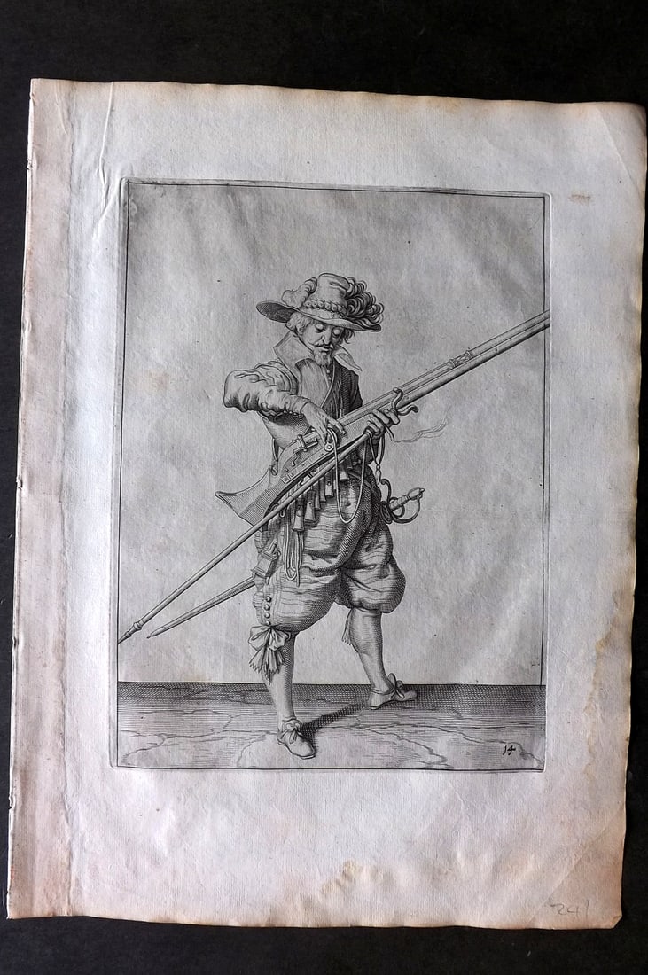 Gheyn, Jacob de 1608 Folio Military Print. Musketeer 14 (1 of 1)