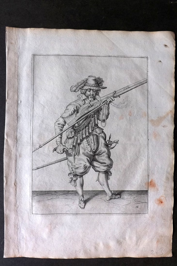 Gheyn, Jacob de 1608 Folio Military Print. Musketeer 16 (1 of 1)