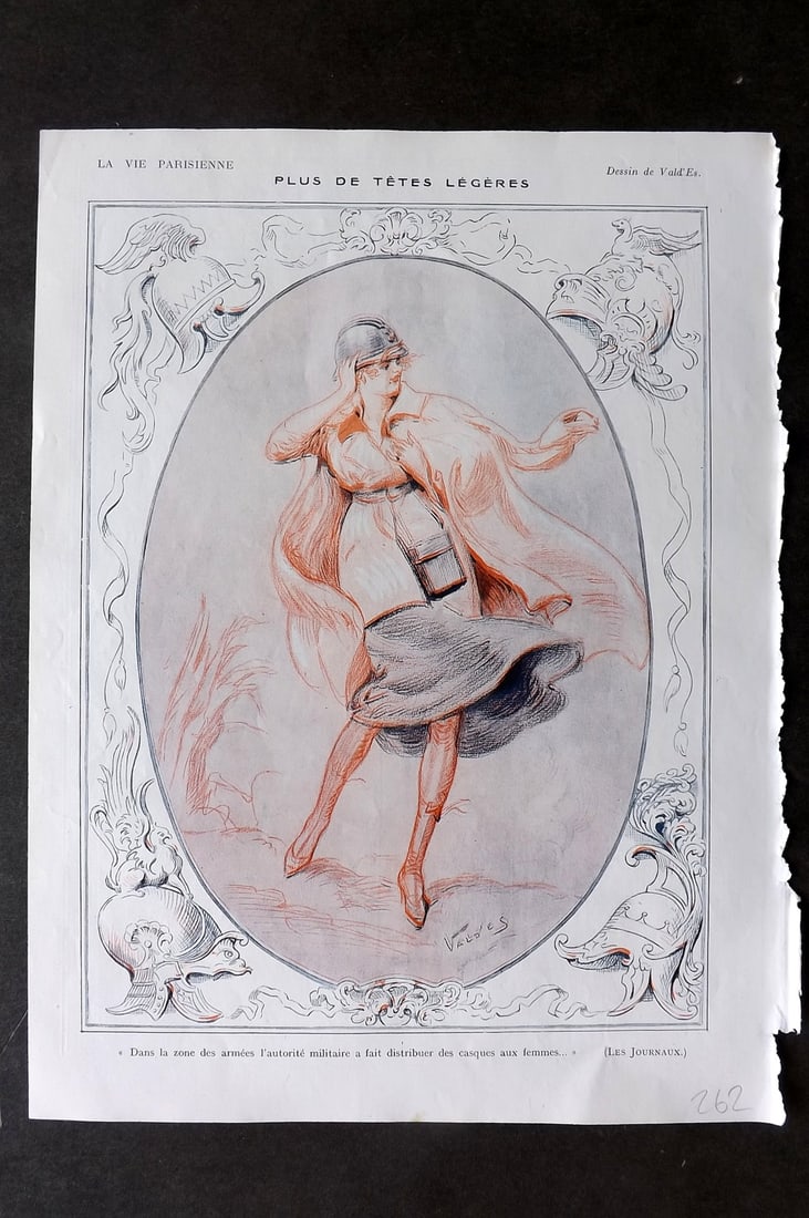 La Via Parisienne 1917 Art Deco Print. Plus de Tetes Legeres by Vald'Es (1 of 1)