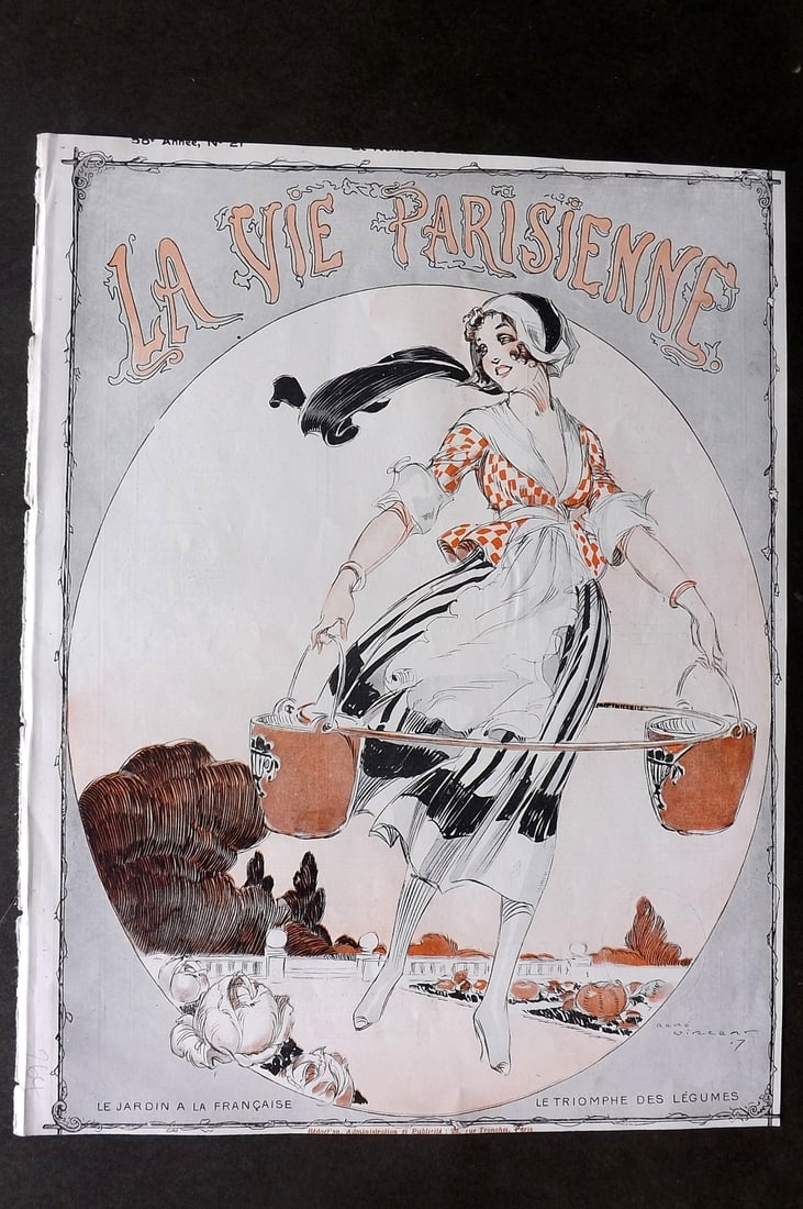 La Via Parisienne 1917 Art Deco Print. Le Jardin a la Francaise by Vincent (1 of 1)