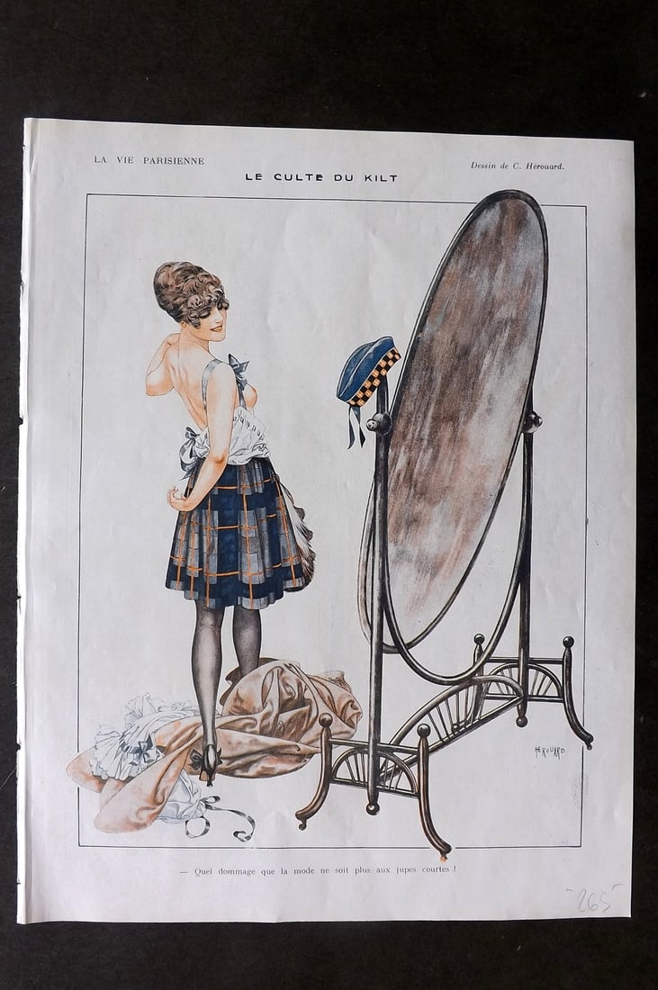 La Via Parisienne 1917 Art Deco Print. Le Culte du Kilt by Herouard (1 of 1)