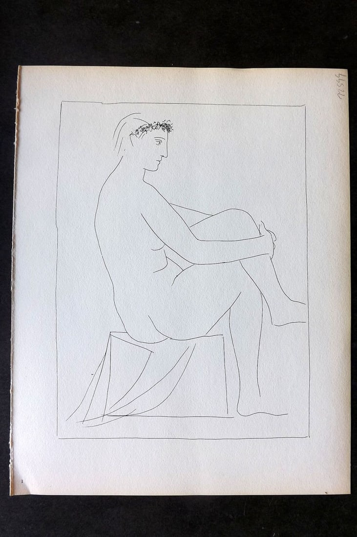Picasso Vollard Suite 1956 Print. Seated Nude Crowned with Flowers 01 (1 of 1)