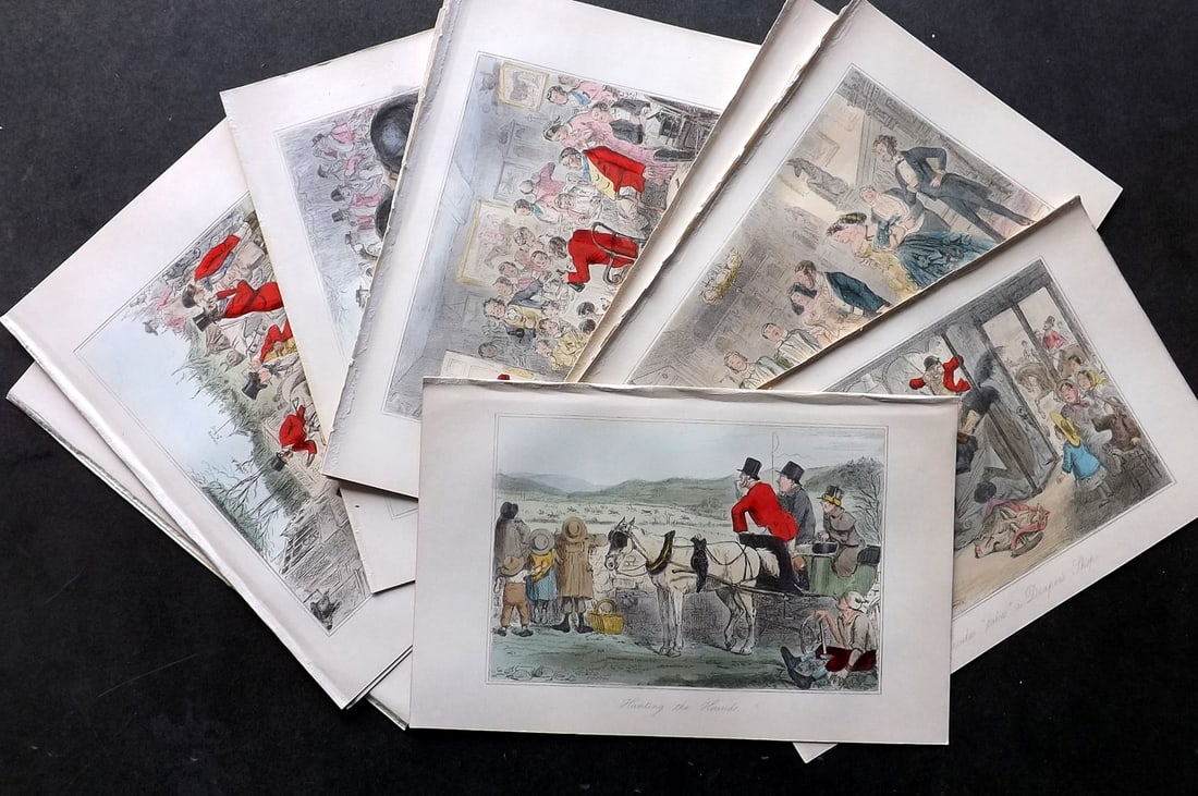 Leech, John C1860 Lot of 12 Hand Col Sporting Satire Prints. Jorrocks (1 of 3)