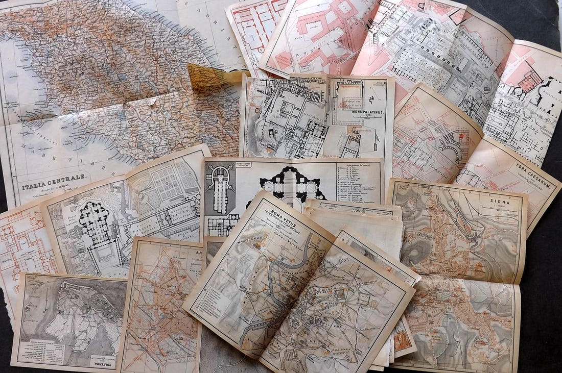 Baedeker, Karl 1904 Lot of 25 Antique Maps. Central Italy Rome Vatican (1 of 3)