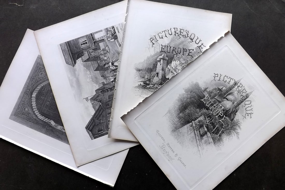 Picturesque Europe C1875 Lot of 4 Folio Steel Engraved Views (1 of 3)