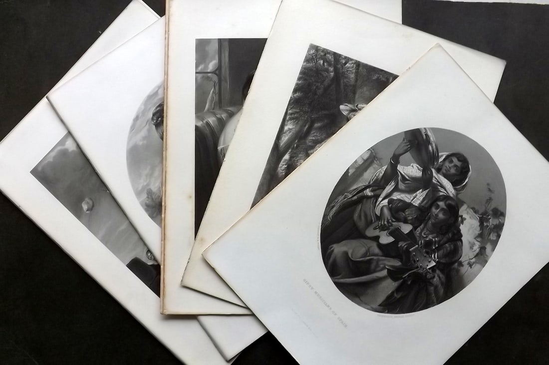 Virtue (Pub) C1875 Lot of 8 Folio Steel Engravings. Pretty Ladies & Genre (1 of 3)