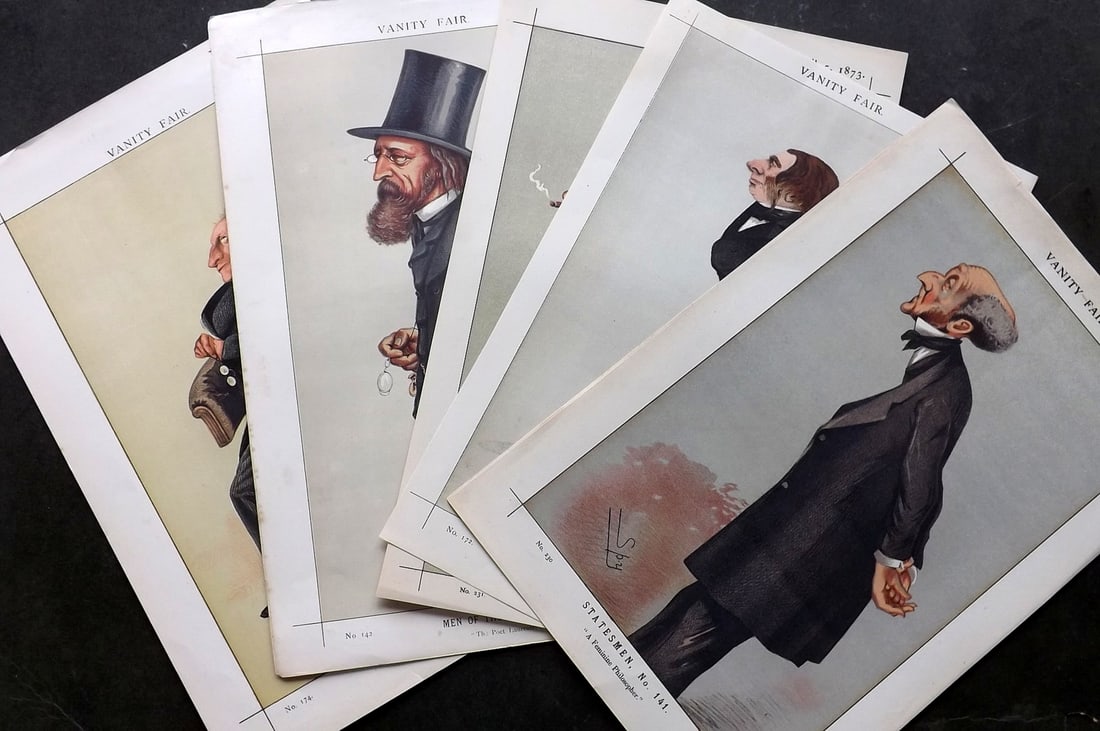 Vanity Fair Prints 19th Cent Lot of 5 Prints. Literary (1 of 3)