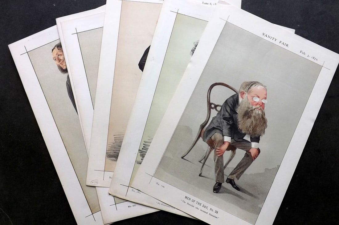 Vanity Fair Prints 19th Cent Lot of 6 Prints. Literary (1 of 3)