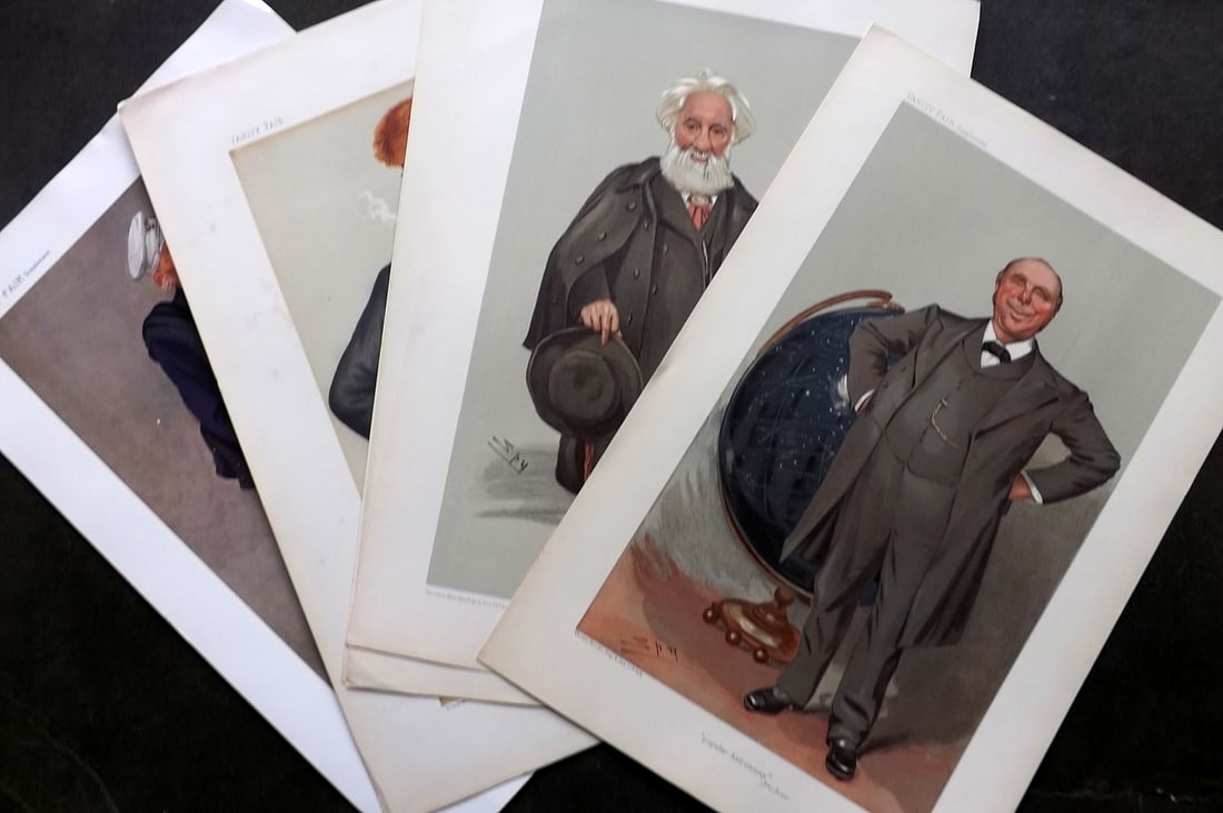 Vanity Fair Prints 19th Cent Lot of 6 Prints. Astronomers Astronomy: Lithographs Published 1869-1914, London for "Vanity Fair" Paper Size: 15 x 10 inch (38 x 26cm) Approx. Good Condition