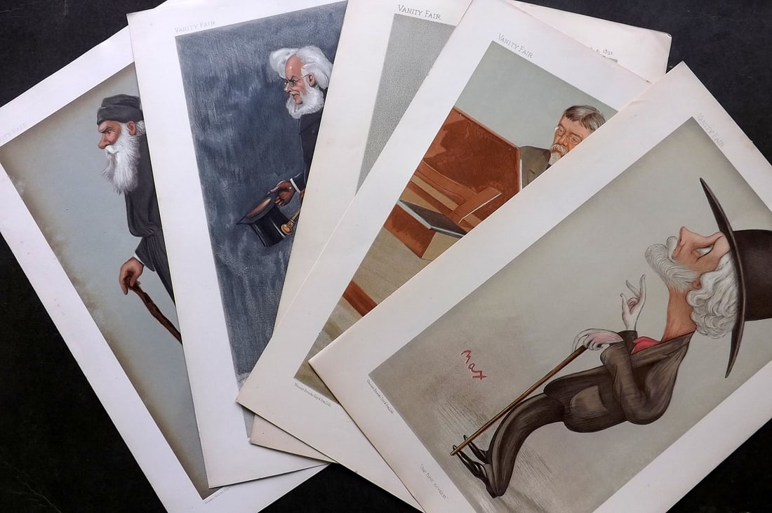 Vanity Fair Prints 19th Cent Lot of 5 Prints. Literary: Lithographs Published 1869-1914, London for "Vanity Fair" Paper Size: 15 x 10 inch (38 x 26cm) Approx. Good Condition
