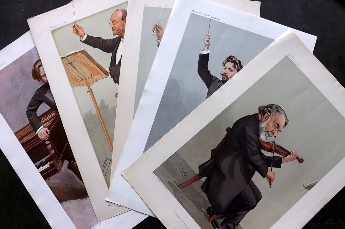 Vanity Fair Prints 19th-20th Cent Lot of 5 Prints. Music Musicians (1 of 3)