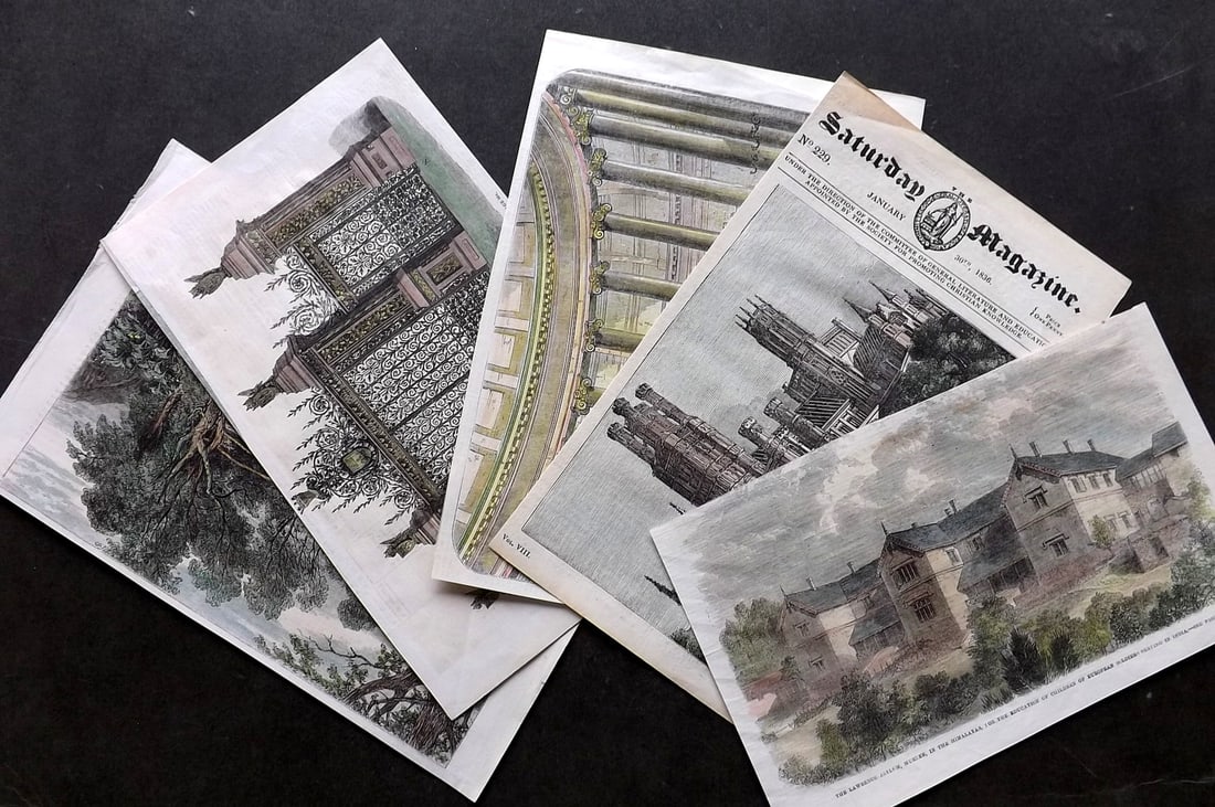 British Views 19th Cent Lot of 5 Hand Colored from the ILN & Saturday Magizine (1 of 3)