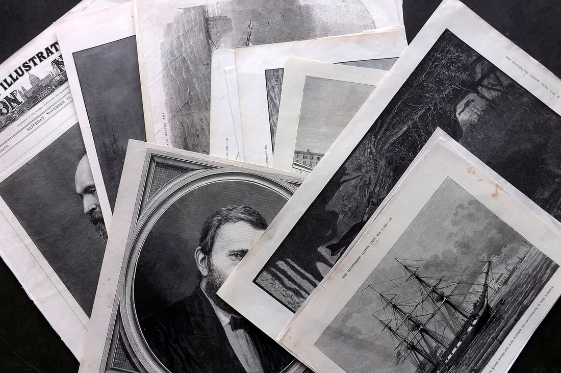 ILN 19th Cent. Lot of 15 Sheets. USA, Ships etc (1 of 4)