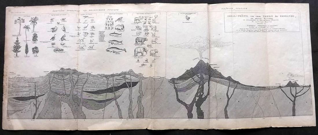 Meyer, Joseph 1867 Folio Print. Formation of Mount Etna, Sicily with Dodo Illusration by Thomas (1 of 2)
