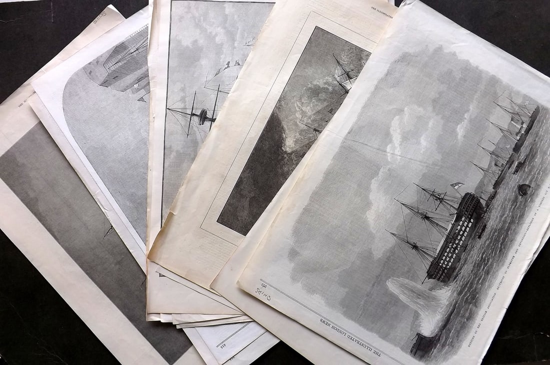 ILN 19th Cent. Lot of 15 Sheets. Ships, Naval, Maritime (1 of 5)
