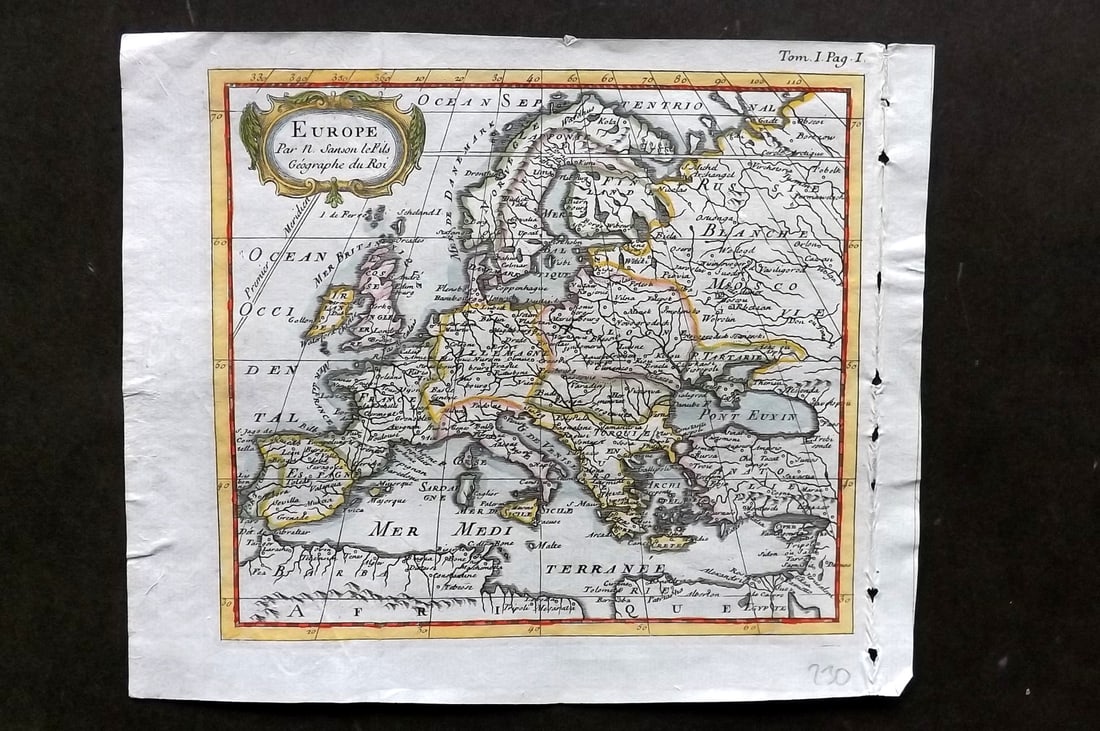 Sanson, Nicolas 1767 Hand Col Map. Europe (1 of 1)
