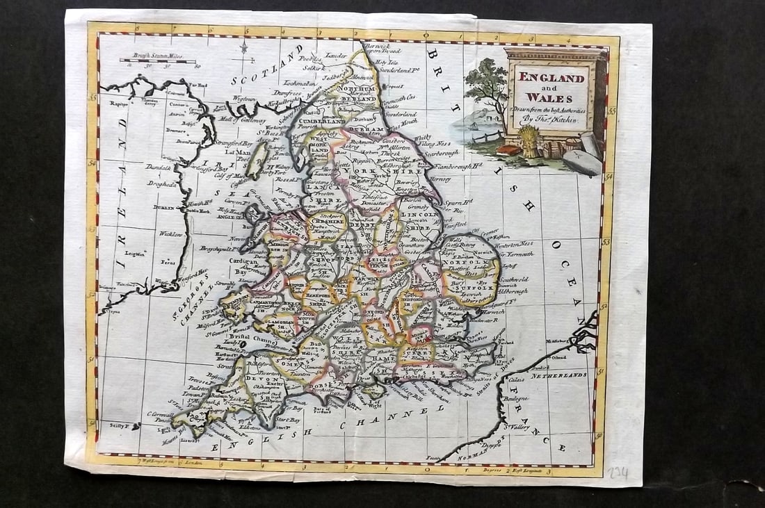 Kitchin, Thomas 1779 Hand Col Map. England and Wales (1 of 1)