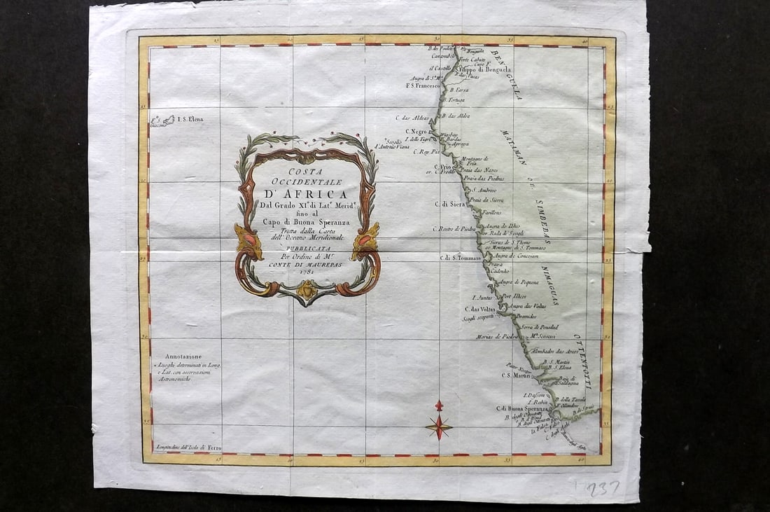 Bellin, Jacques-Nicolas C1760 Hand Col Map. African Coast, Senegal etc (1 of 1)