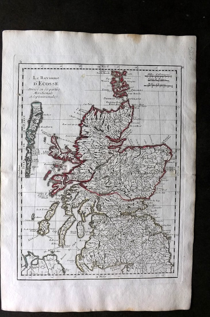 Le Rouge, George Louis 1756 Hand Col Map of Scotland (1 of 1)