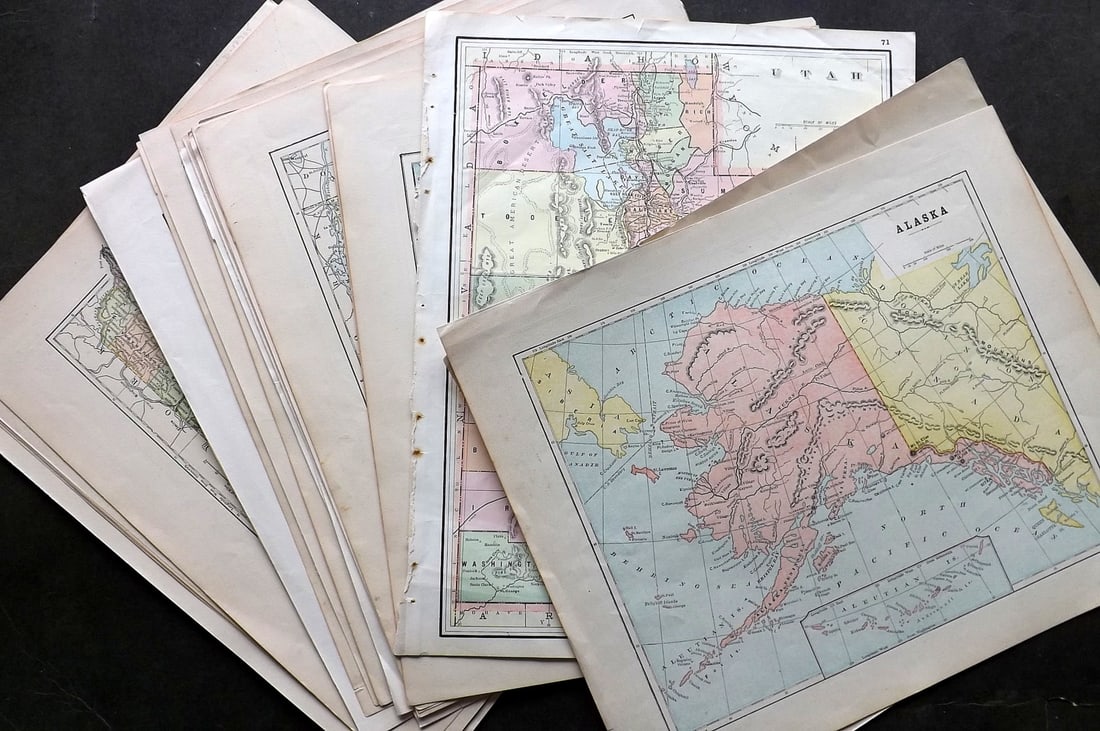 Historical Atlas C1896 Lot of 28+ Antique Maps. US States (1 of 8)