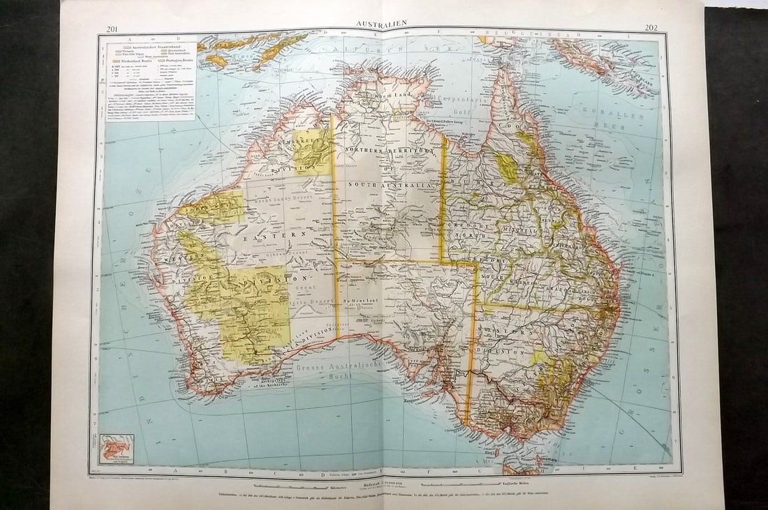 Andree, Richard 1896 Lot of 3 Large Maps. Australia (1 of 2)