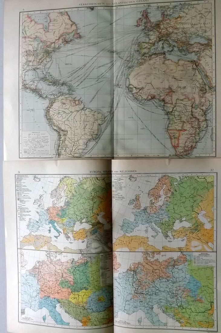 Andree, Richard 1896 Mixed Lot of 12 Large Maps. Europe (1 of 5)