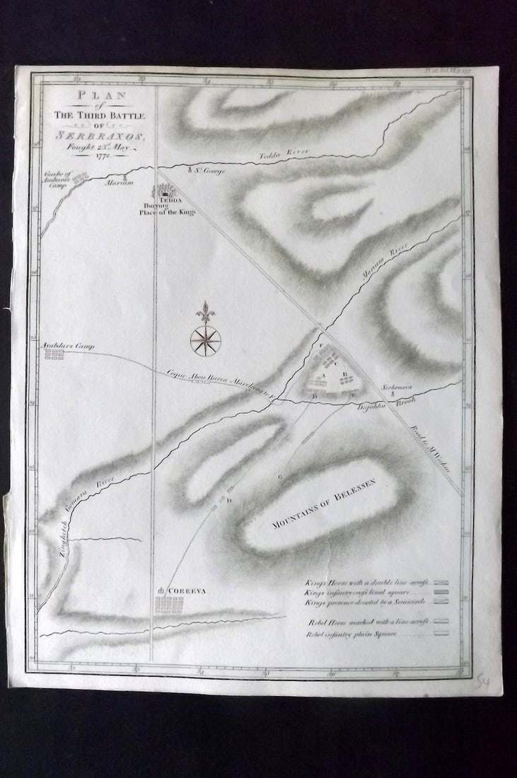Bruce, James 1813 Hand Col Map. Plan of the Third Battle of Serbraxos. Ethiopia (1 of 1)