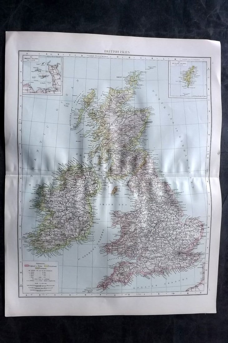 Times Atlas 1895 LG Antique Map. British Isles (1 of 1)