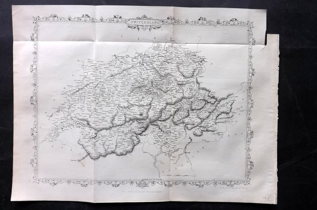 Rapkin, John 1860 Antique Map. Switzerland (1 of 1)