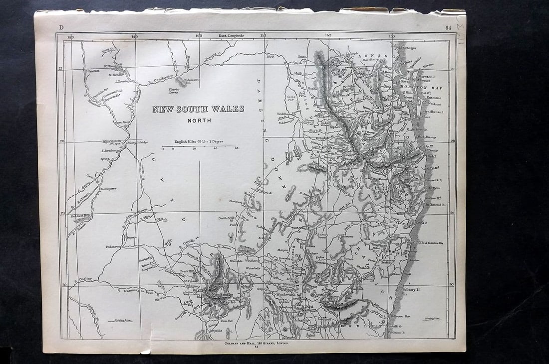 Lowry, Joseph 1852 Antique Map. New South Wales - North Australia (1 of 1)