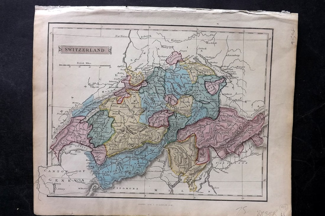 Russell & Barclay 1838 Hand Col Map. Switzerland (1 of 1)
