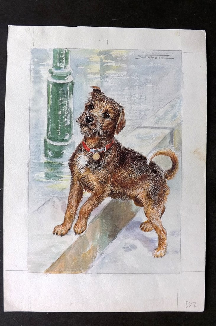 Scholz, Robert C1950 Original Watercolor. A Terrier Dog (1 of 2)