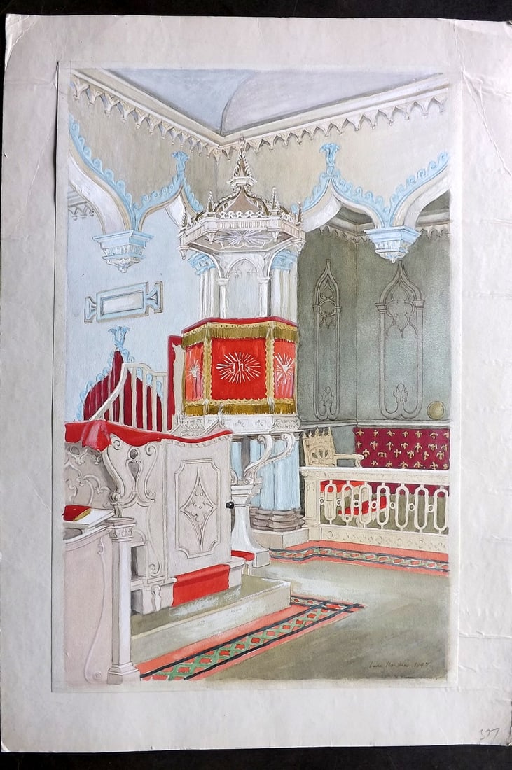 Hawkins, Irene (1906-79) 1947 LG Watercolour & Gouache. Architecture, England (1 of 2)